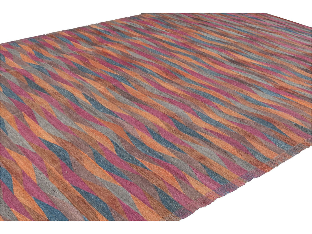 Modern Flat-Weave Kilim Wool Rug10 X 14
