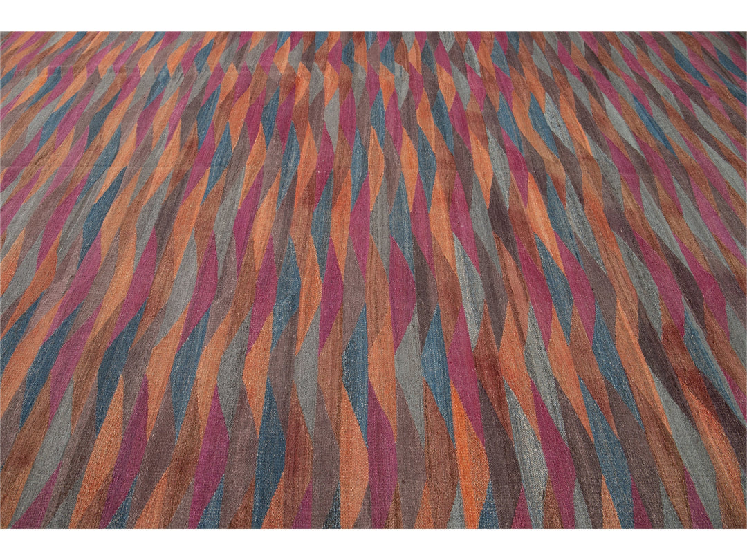 Modern Flat-Weave Kilim Wool Rug10 X 14