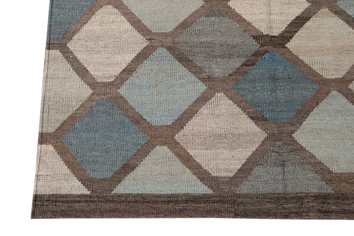 Modern Kilim Wool Rug, 8 X 10