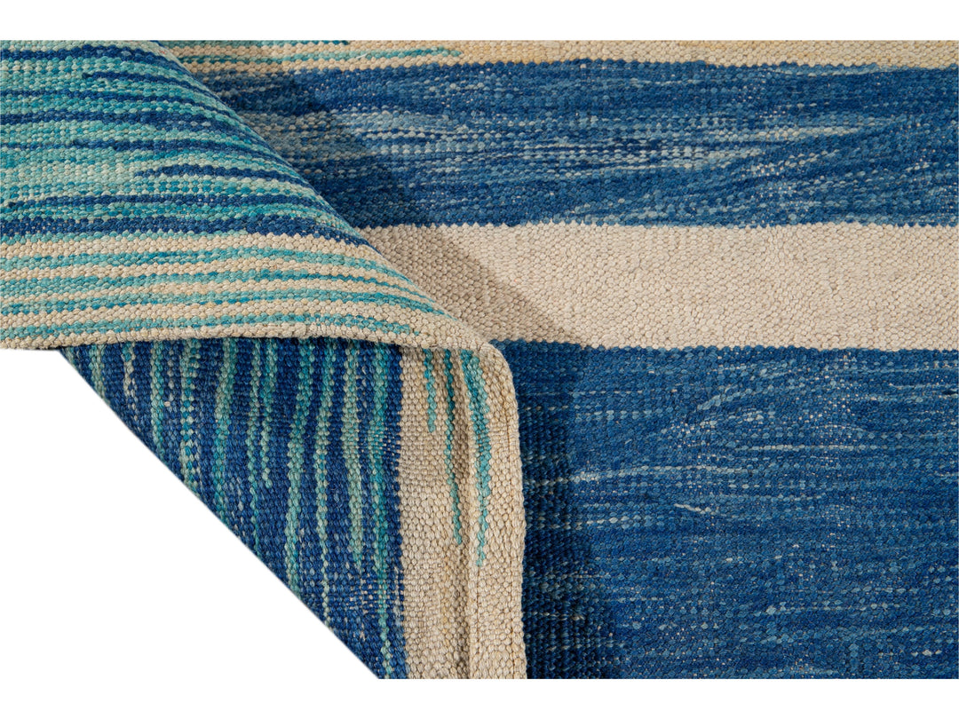 Modern Flat-Weave Wool Rug 9 X 12