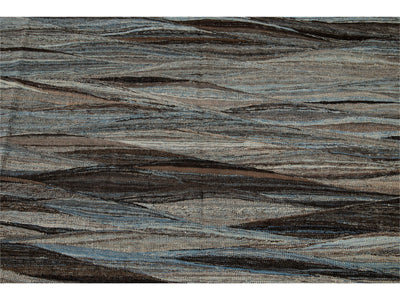 Modern Flat-Weave Wool Rug 9 X 12