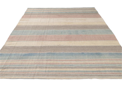 Modern Flat-Weave Kilim Wool Rug 9 X 12