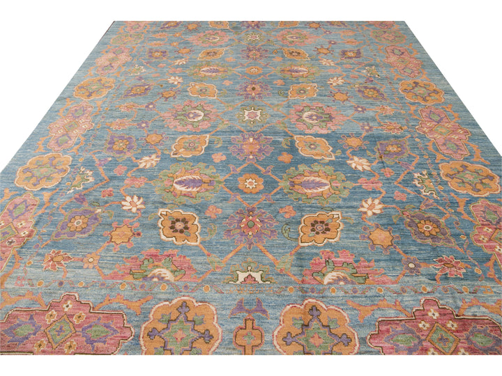 Modern Oushak Oversize Wool Rug 12 X 16