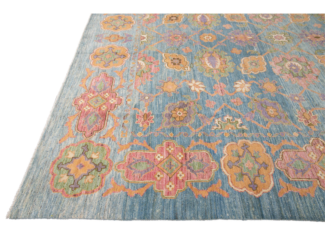 Modern Oushak Oversize Wool Rug 12 X 16