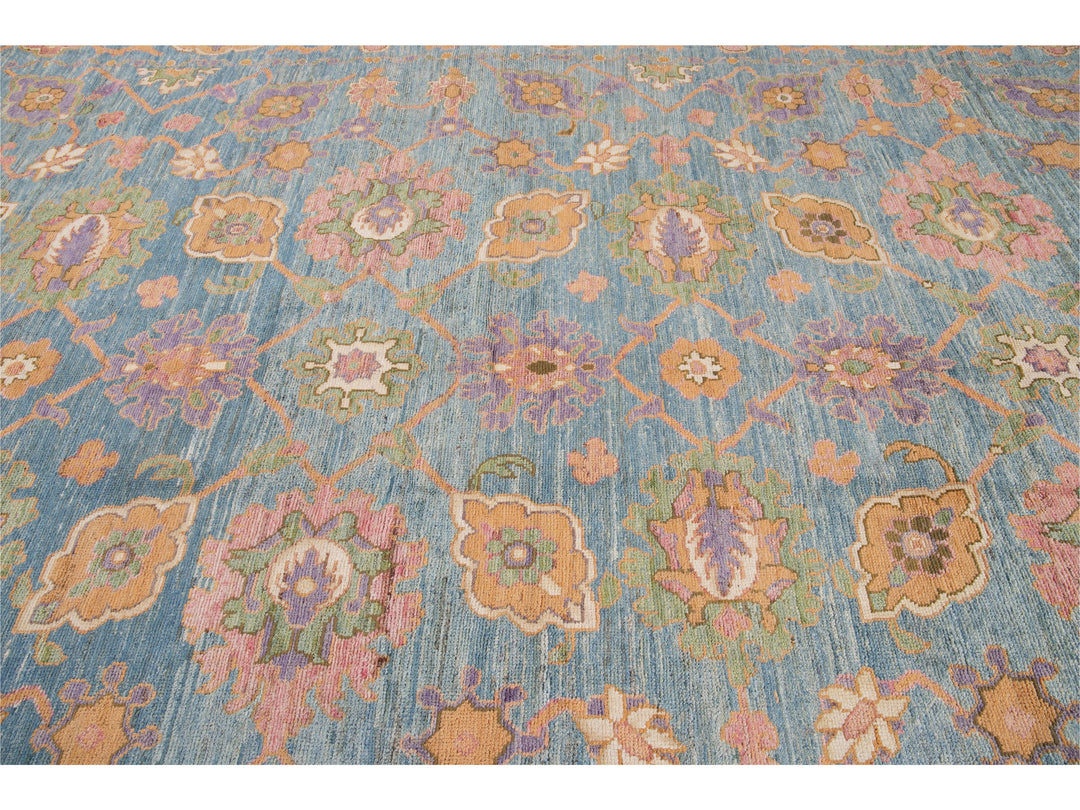 Modern Oushak Oversize Wool Rug 12 X 16
