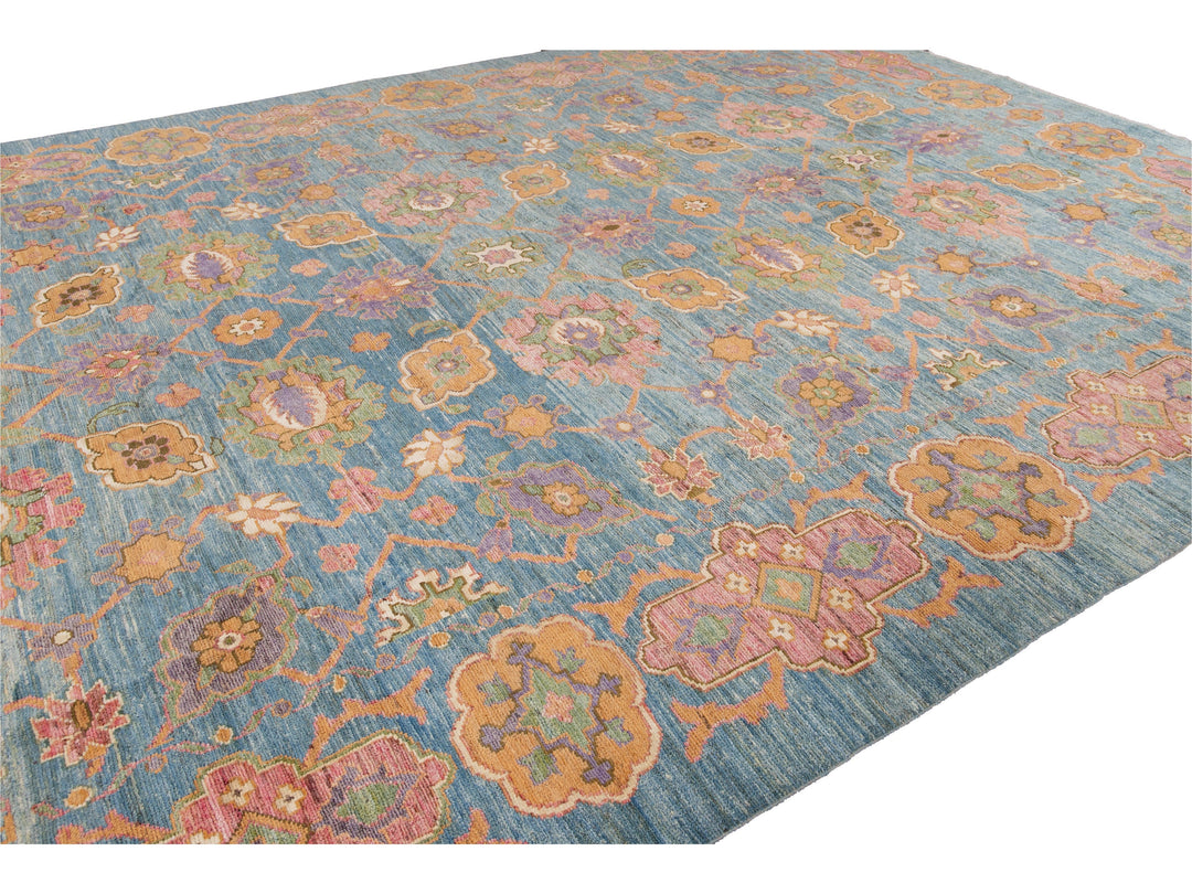 Modern Oushak Oversize Wool Rug 12 X 16