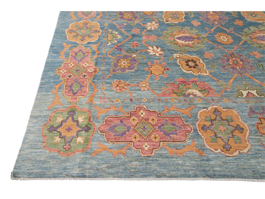 Modern Oushak Oversize Wool Rug 12 X 16