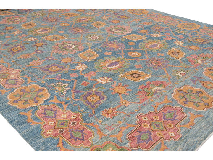 Modern Oushak Oversize Wool Rug 12 X 16