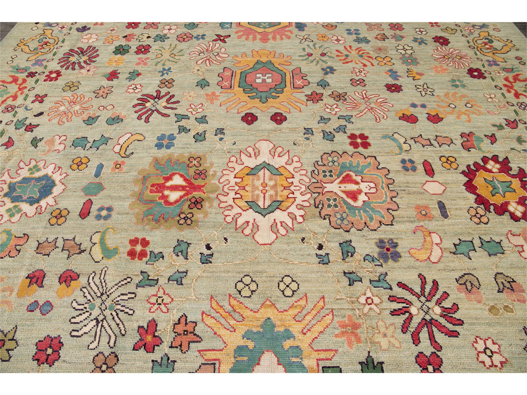 Modern Oushak Wool Rug 12 X 16