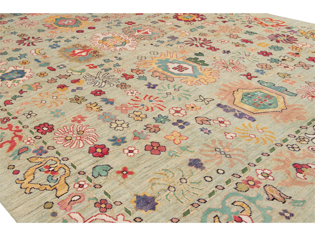Modern Oushak Wool Rug 12 X 16