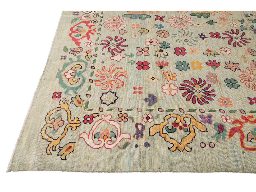 Modern Oushak Wool Rug 12 X 16