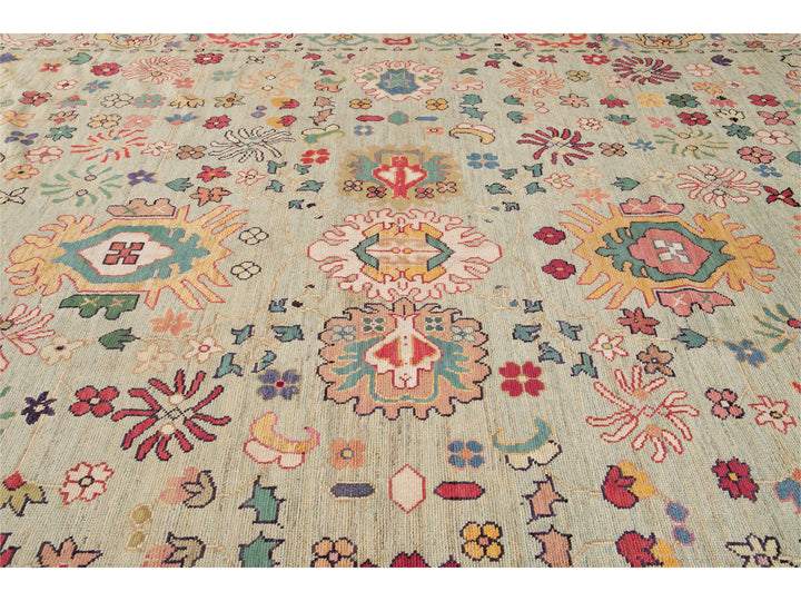 Modern Oushak Wool Rug 12 X 16