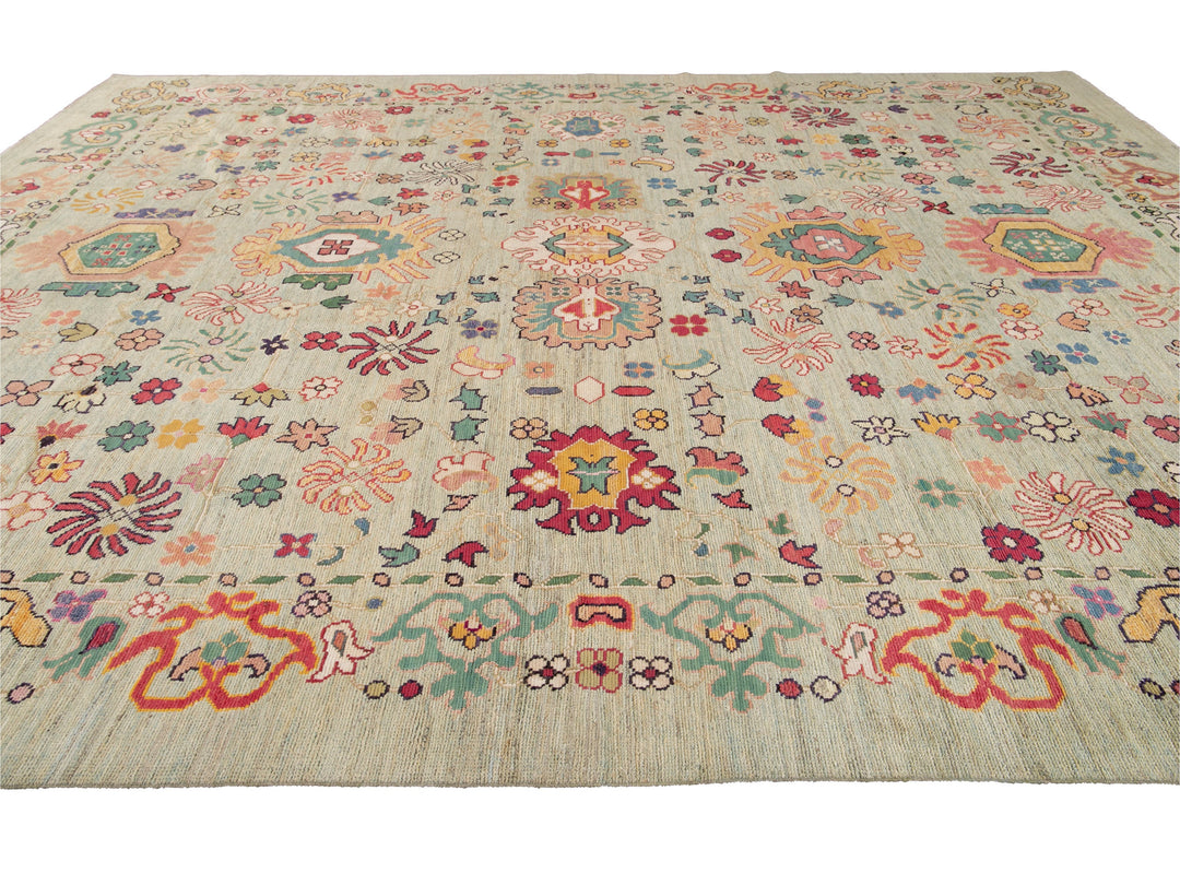 Modern Oushak Wool Rug 12 X 16