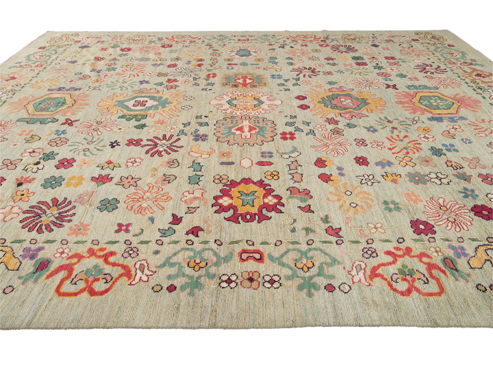 Modern Oushak Wool Rug 12 X 16