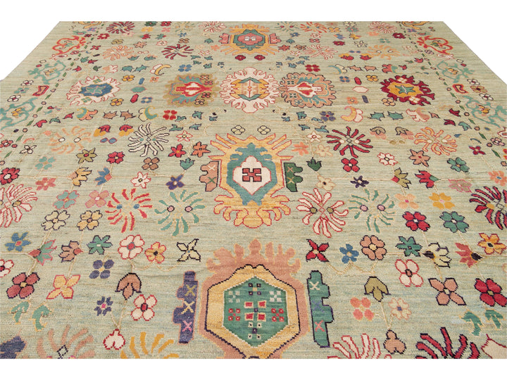 Modern Oushak Wool Rug 12 X 16