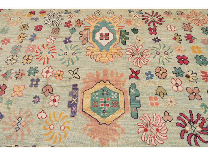 Modern Oushak Wool Rug 12 X 16
