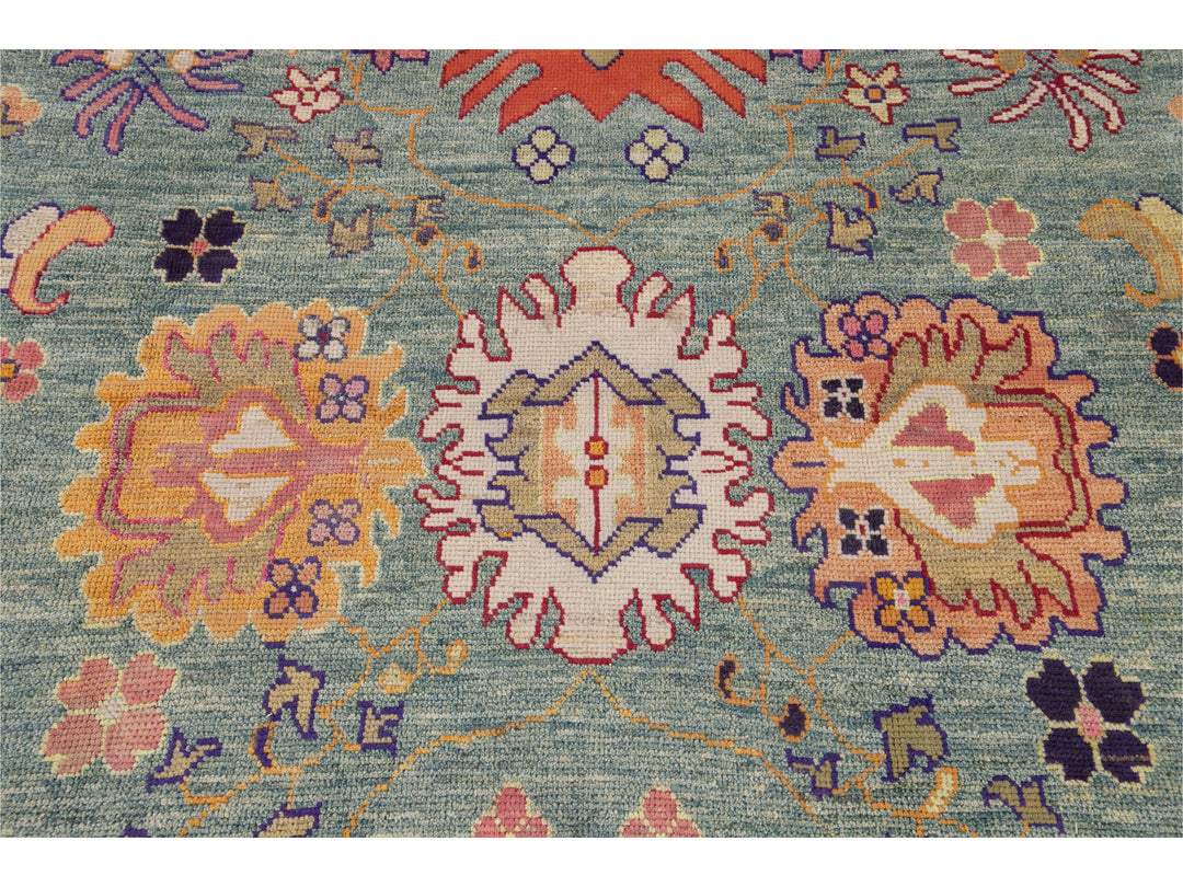 Modern Oushak Oversize Wool Rug 12 X 16