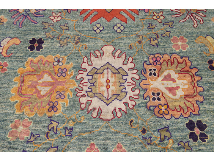 Modern Oushak Oversize Wool Rug 12 X 16