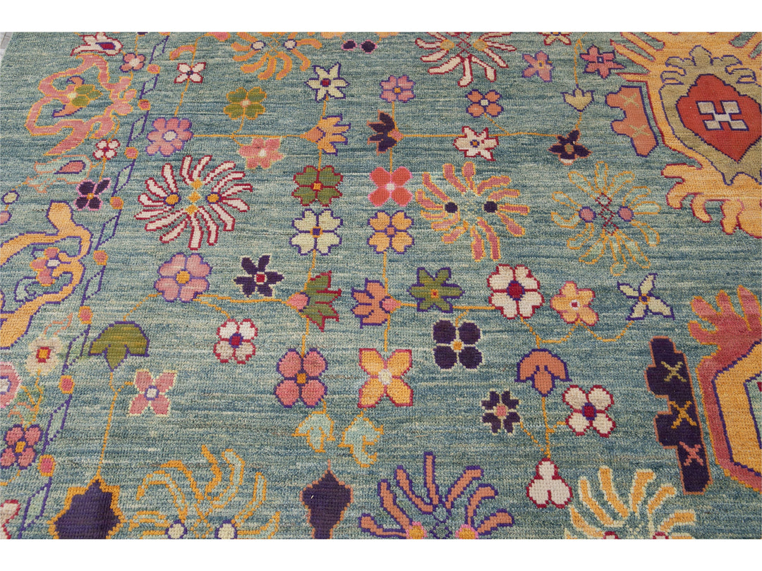 Modern Oushak Oversize Wool Rug 12 X 16
