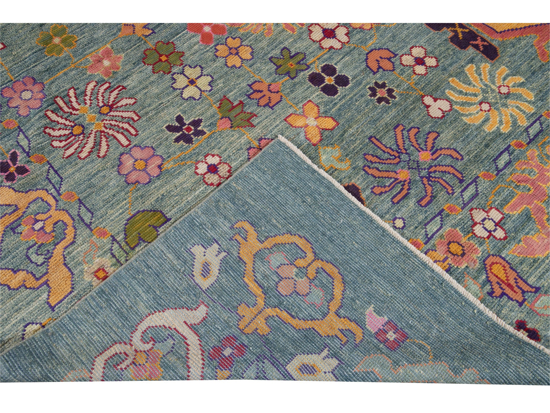 Modern Oushak Oversize Wool Rug 12 X 16