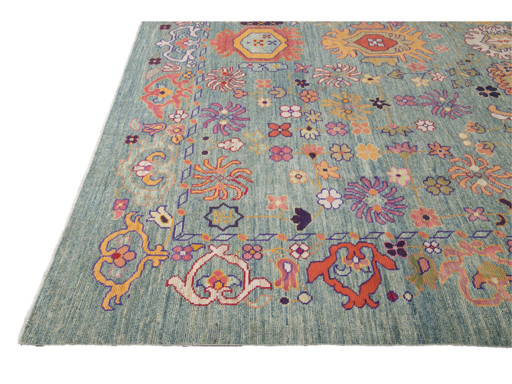 Modern Oushak Oversize Wool Rug 12 X 16