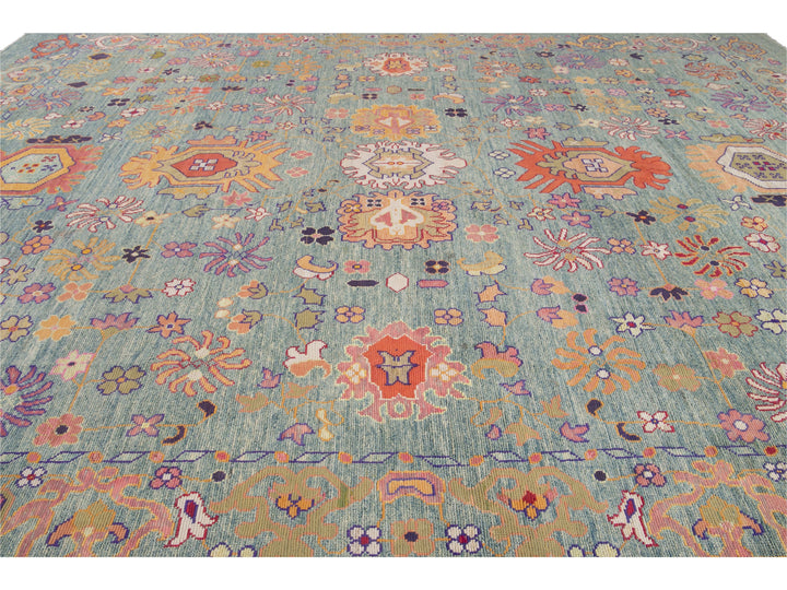 Modern Oushak Oversize Wool Rug 12 X 16