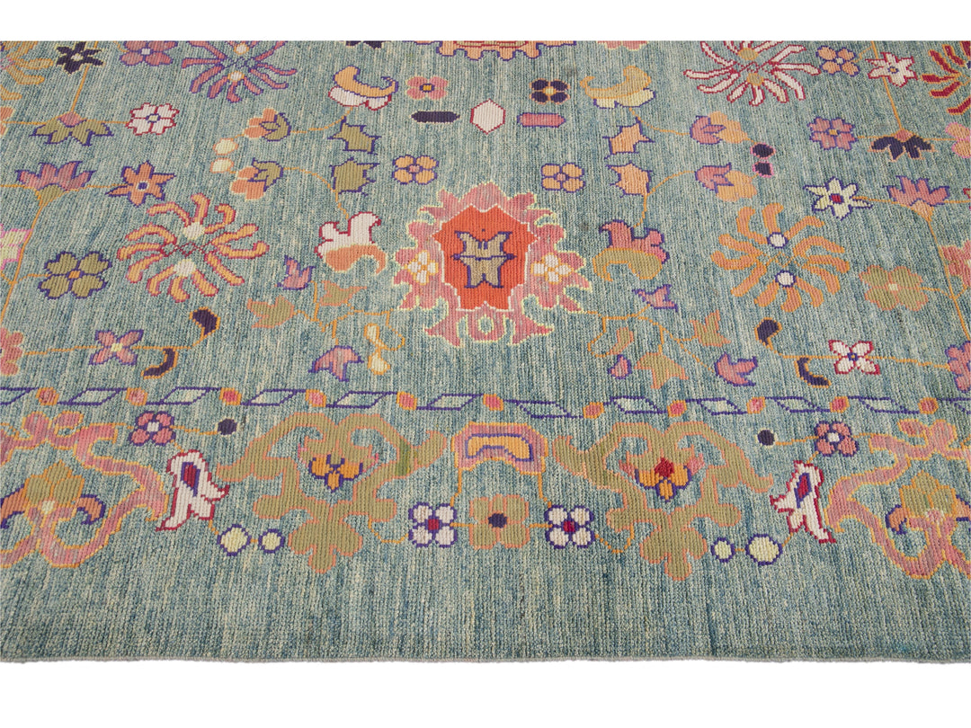Modern Oushak Oversize Wool Rug 12 X 16