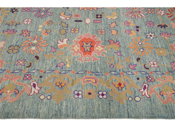 Modern Oushak Oversize Wool Rug 12 X 16