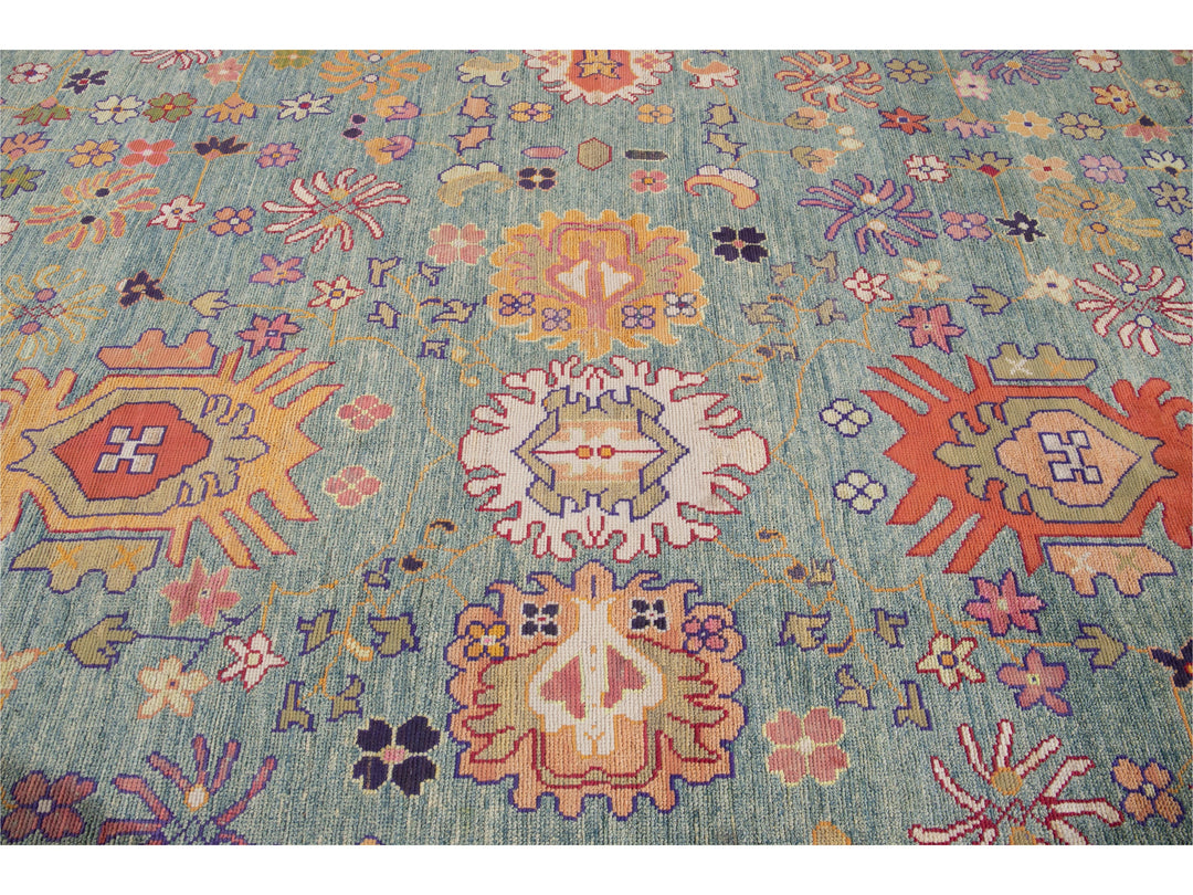 Modern Oushak Oversize Wool Rug 12 X 16