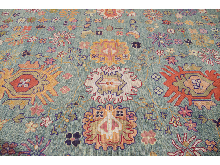 Modern Oushak Oversize Wool Rug 12 X 16