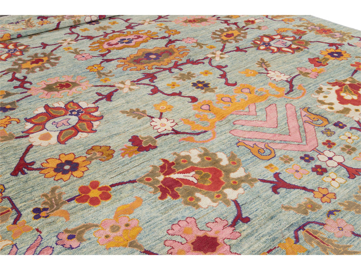 Modern Oushak Wool Rug 12 X 16