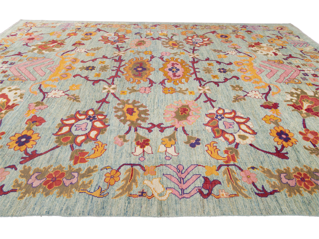 Modern Oushak Wool Rug 12 X 16