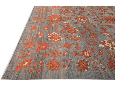 Modern Oushak Wool Rug 12 X 17