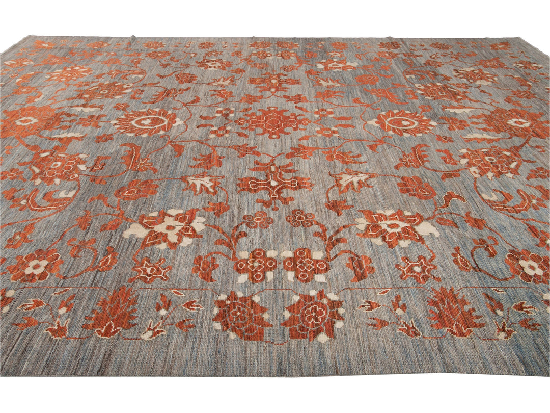 Modern Oushak Wool Rug 12 X 17