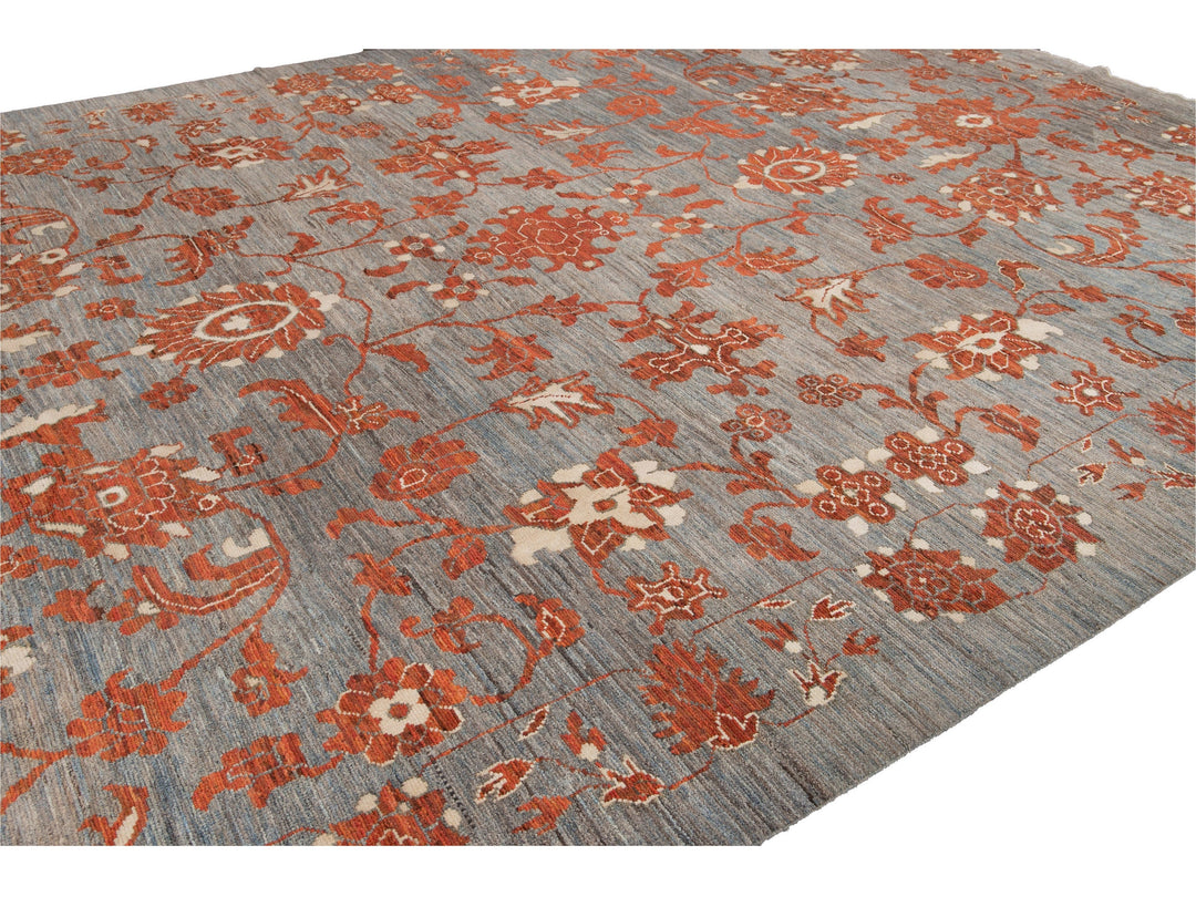 Modern Oushak Wool Rug 12 X 17