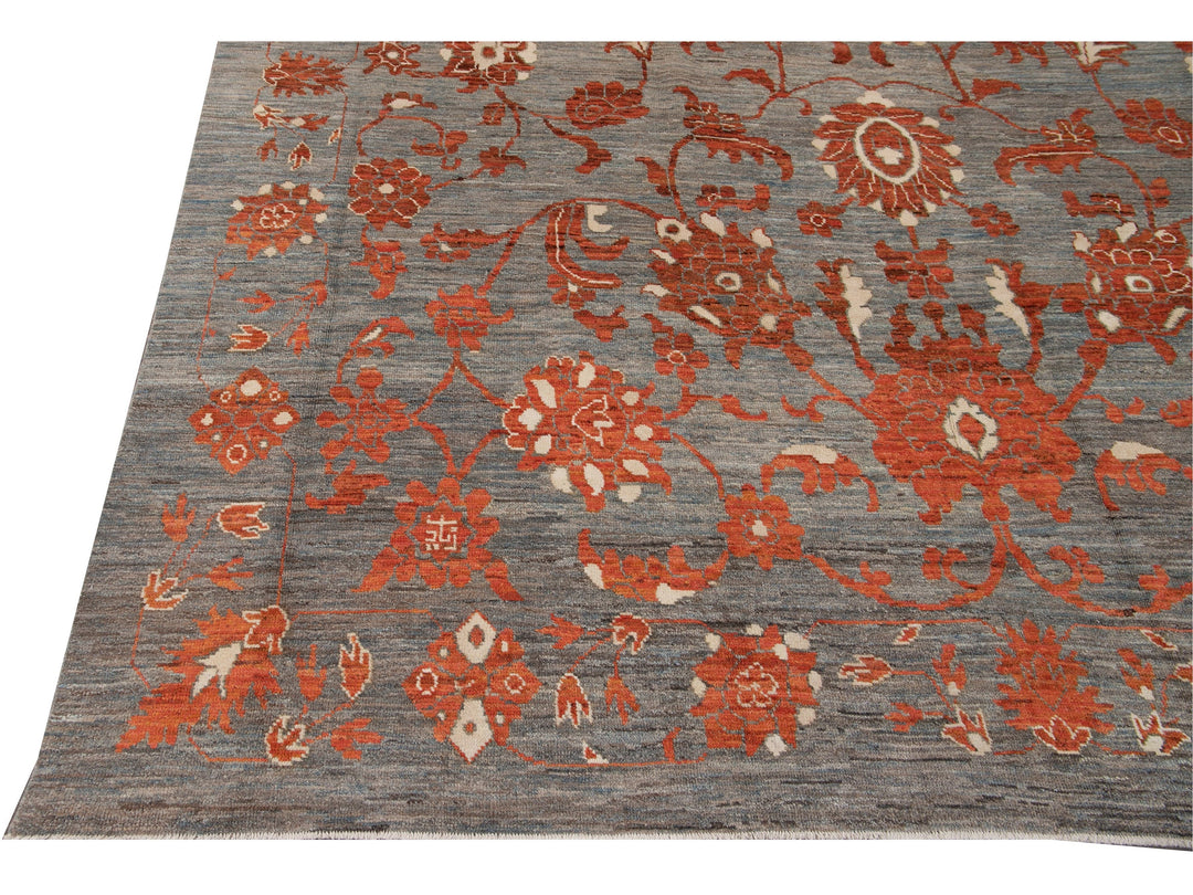 Modern Oushak Wool Rug 12 X 17