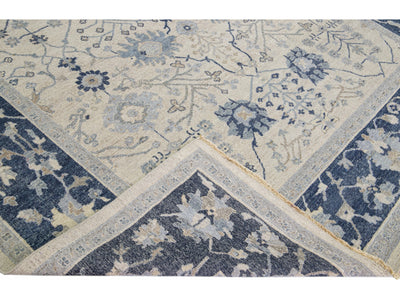 Beige Apadana's Artisan Collection Handmade Floral Pattern Wool Rug