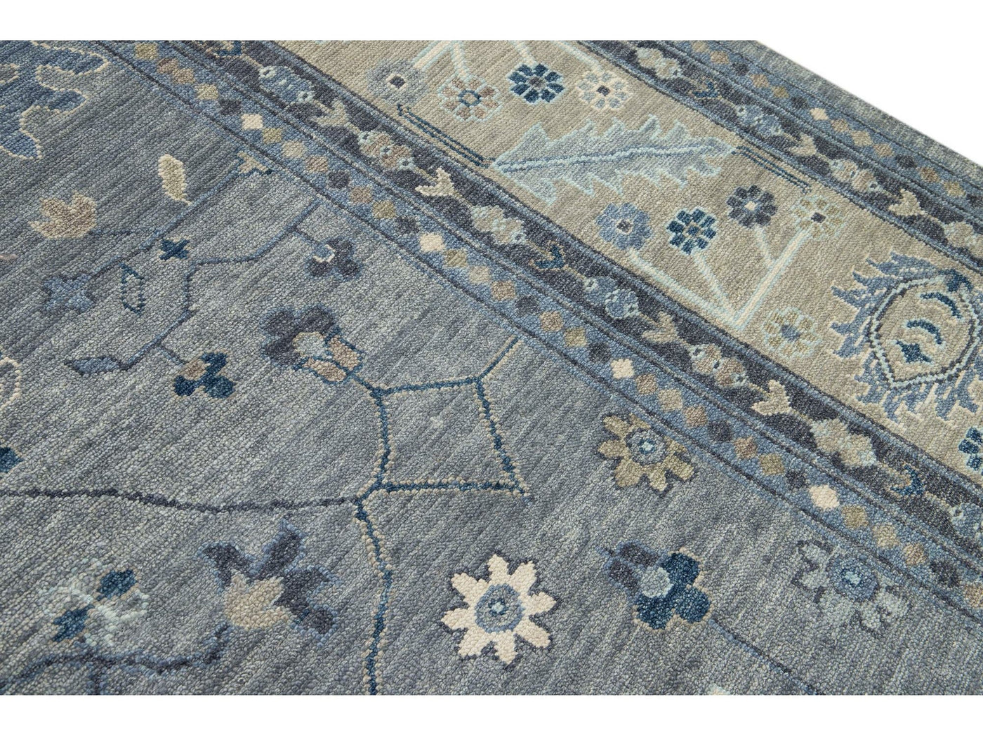 Modern Oushak Wool Rug 13 X 15