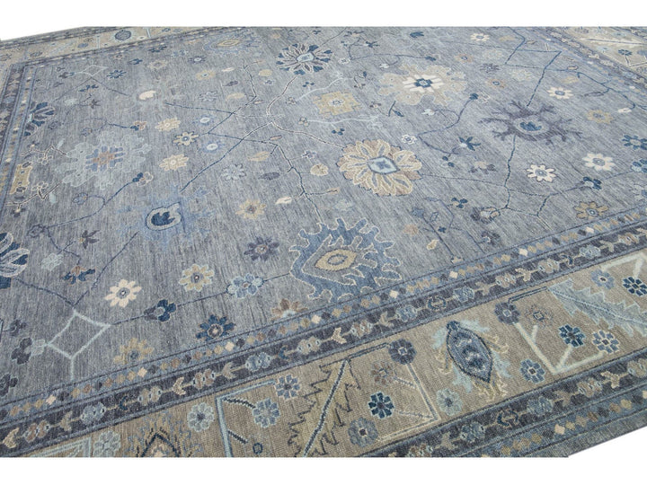 Modern Oushak Wool Rug 13 X 15