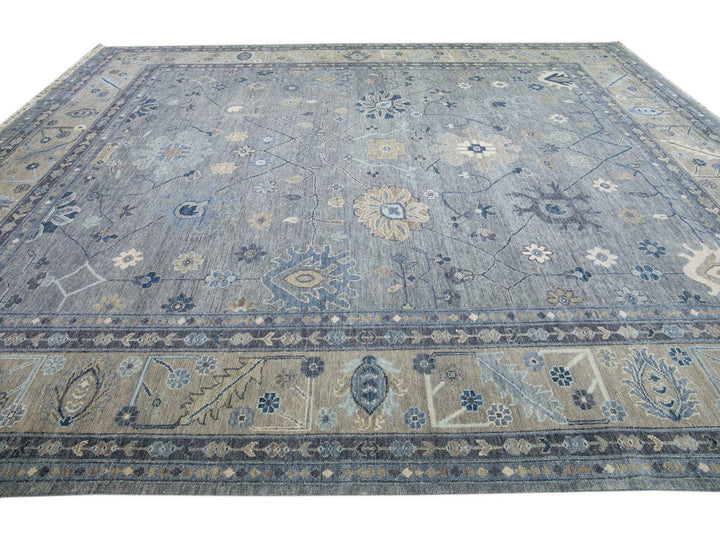 Modern Oushak Wool Rug 13 X 15