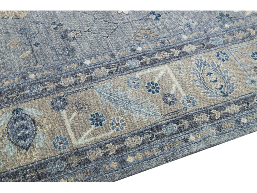 Modern Oushak Wool Rug 13 X 15