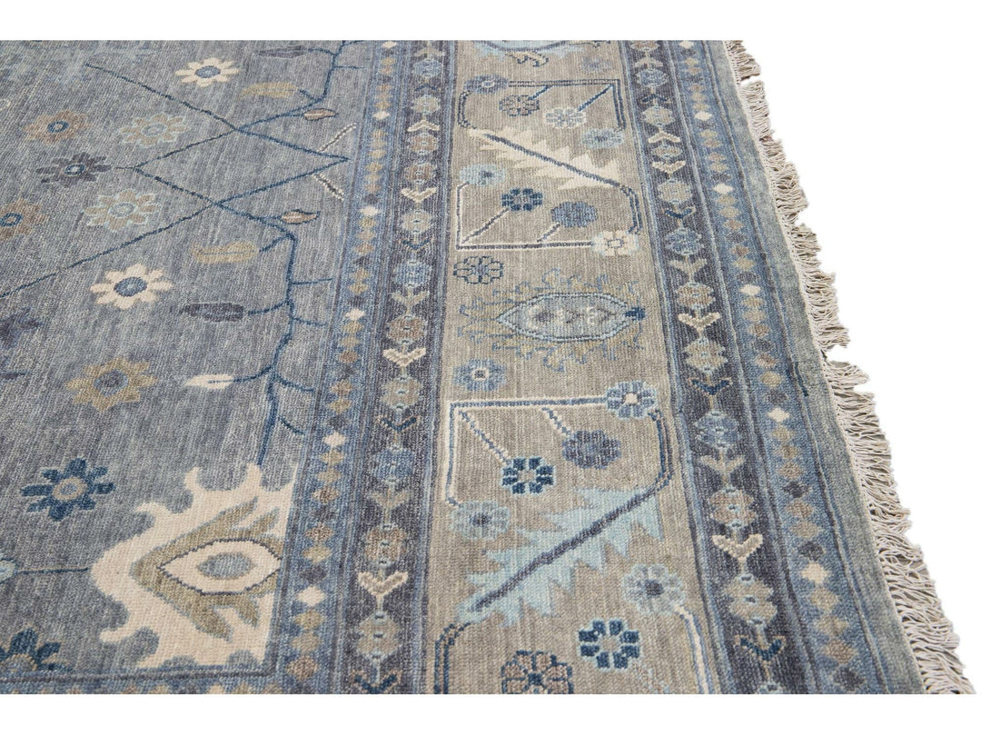 Modern Oushak Wool Rug 13 X 15