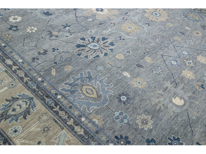 Modern Oushak Wool Rug 13 X 15