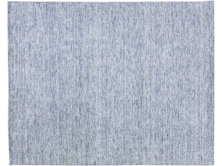 Modern Apadana's Groove Bamboo / Silk Handmade Blue Rug