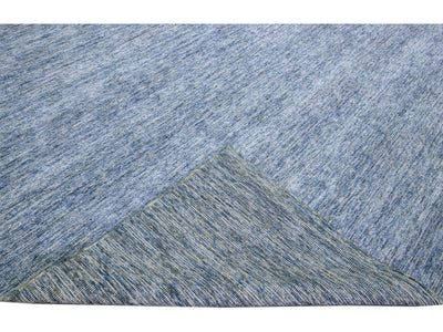 Blue Modern Apadana's Groove Bamboo/Silk Handmade Rug