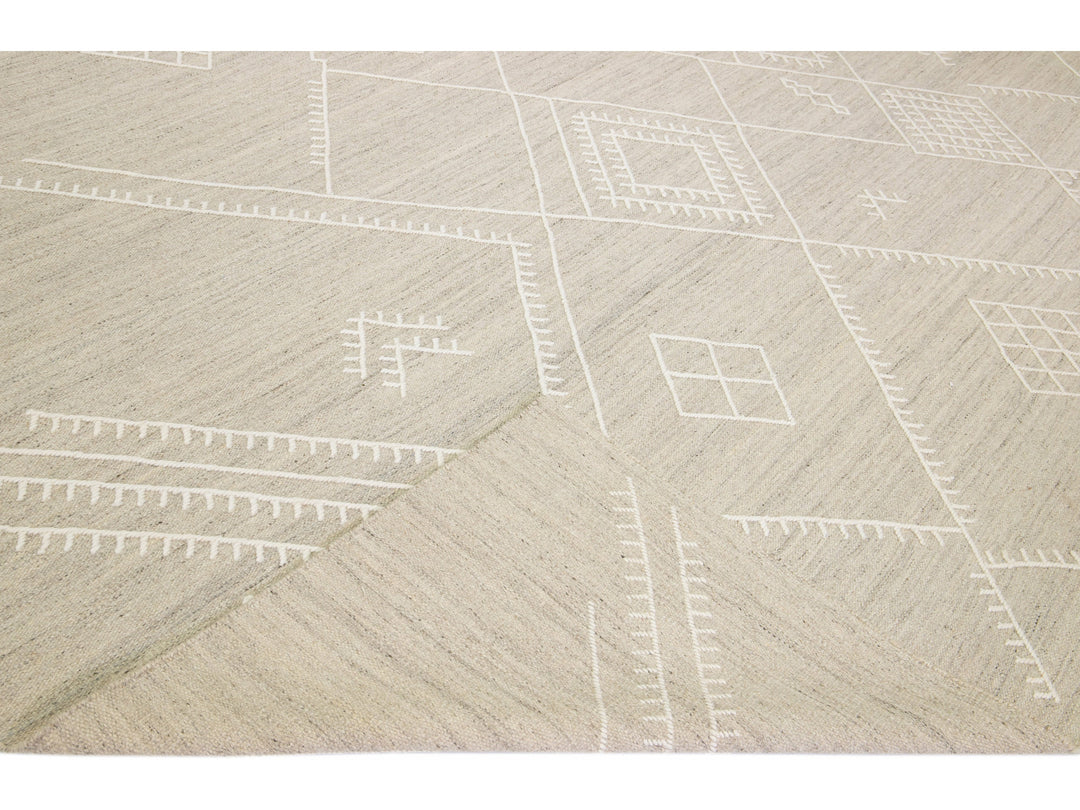 Modern Kilim Wool Rug 12 X 15