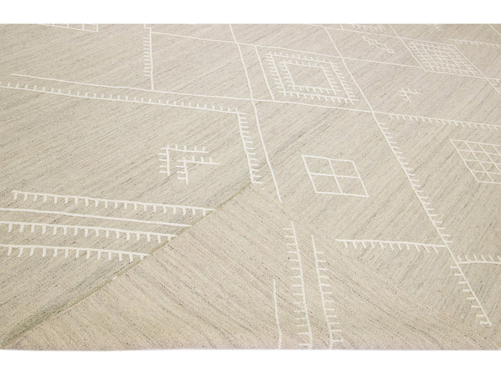 Modern Kilim Wool Rug 12 X 15