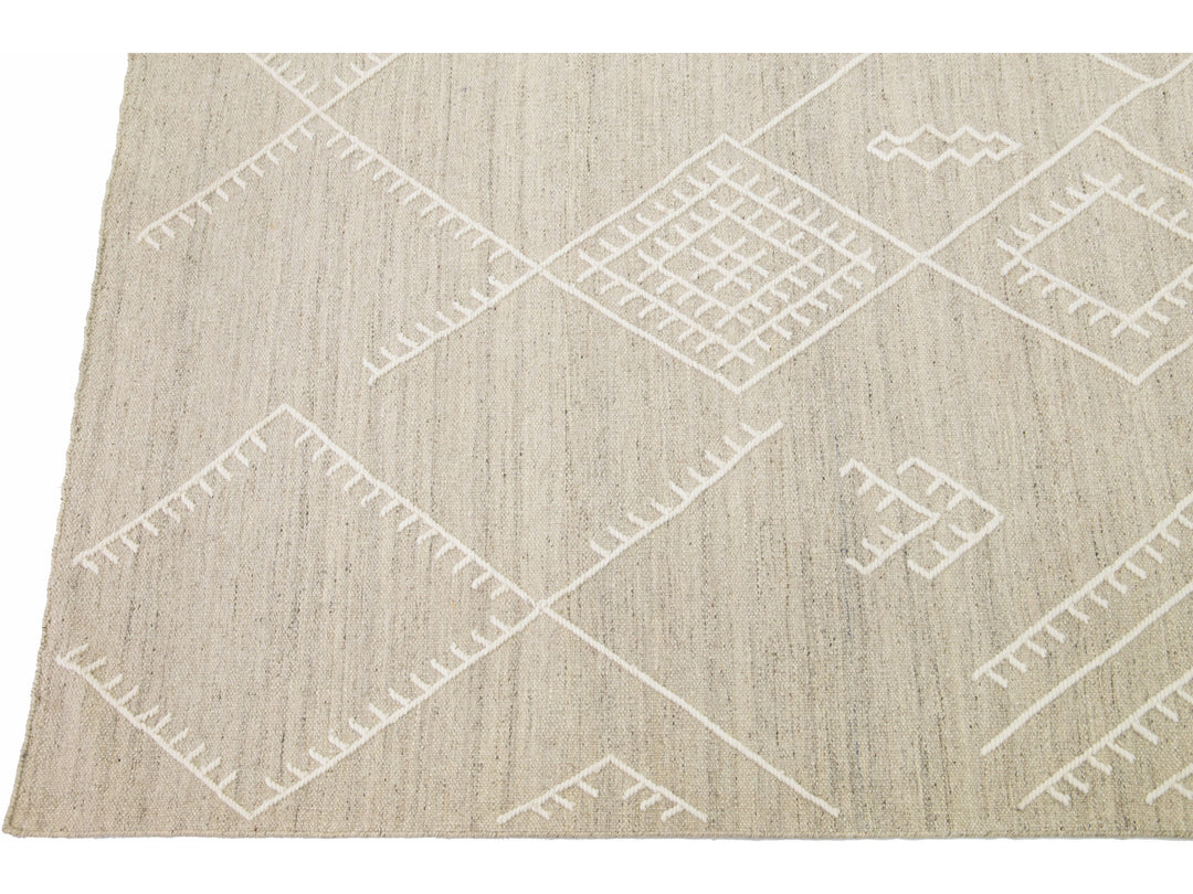 Modern Kilim Wool Rug 12 X 15