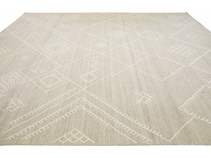 Modern Kilim Wool Rug 12 X 15
