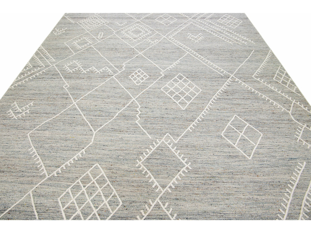 Modern Kilim Wool Rug 9 X 12